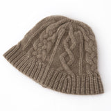 Chunky Cashmere Bucket Hat Cashmere Cable Beanie for Women