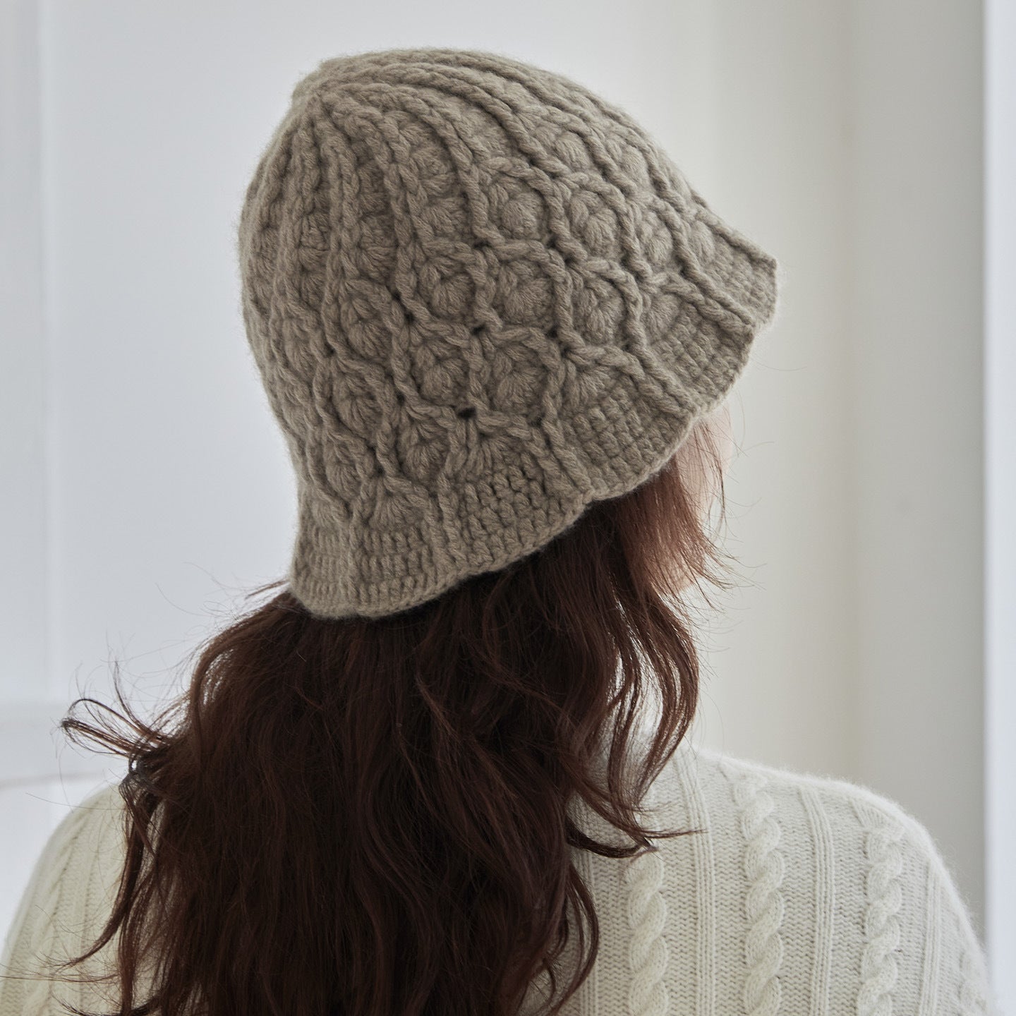 Chunky Cashmere Bucket Hat Cashmere Hat Flared Brim Cashmere Cloche Hat