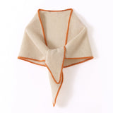 Contrast Trim Pure Cashmere Scarf Cashmere Neck Wrap Ribbed Shawl