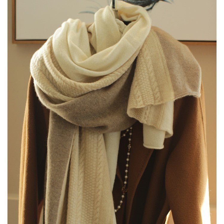 Double - toned Cashmere Scarf Long Cashmere Knitted Wraps For Women