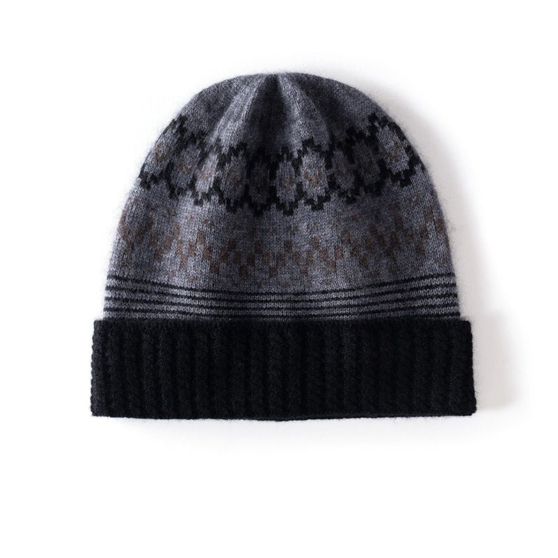 Fair Isle Pattern Pure Cashmere Beanie Cashmere Knit Cap Nordic Motif