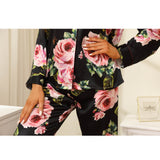 Floral Silk Pajama Set For Women Printed pure Silk nightwear