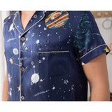 Galaxy Printed Silk Pajama Set For Mens Luxury Silk Nightwear