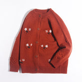 Girls Cashmere Cardigan Floral Embroidery Kids Cashmere Sweater