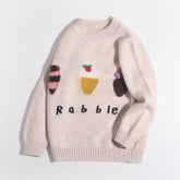 Kids Cashmere Sweater 3D Dessert Motifs Cashmere Pullover Ribbing Edge
