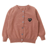 Kids Crew Neck Cashmere Cardigan Button Front Knit Cashmere Sweater Brown 80