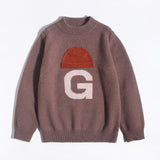Kids Crew Neck Cashmere Sweater Animal and Graphic Designs Cashmere Pullover Taupe 90