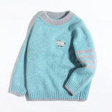 Kids Crew Neck Cashmere Sweater Animal and Graphic Designs Cashmere Pullover Blue 90