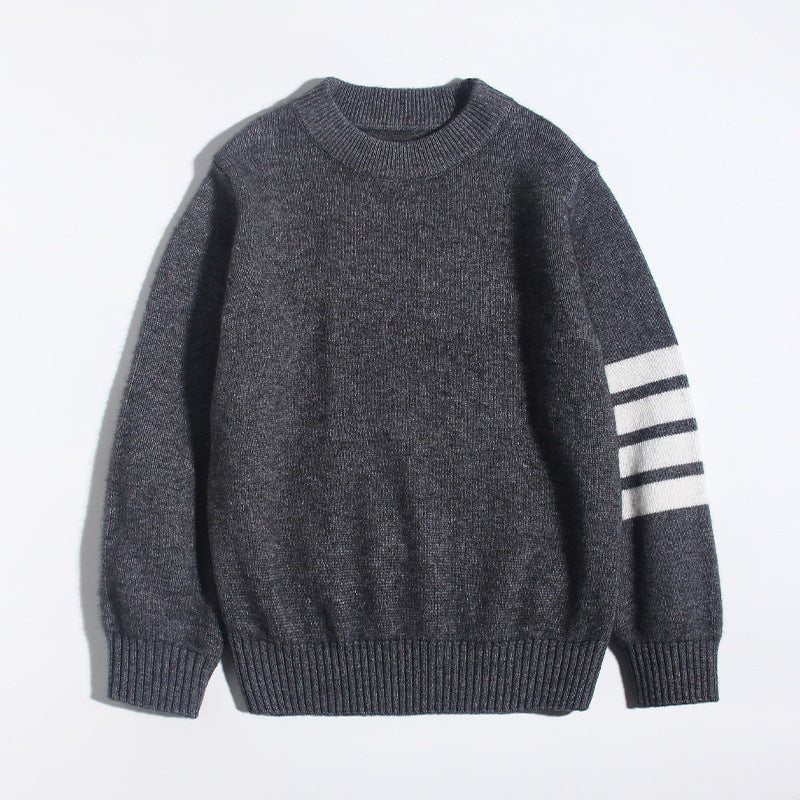 Kids Crew Neck Cashmere Sweater Animal and Graphic Designs Cashmere Pullover Dark Grey 90