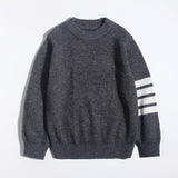 Kids Crew Neck Cashmere Sweater Animal and Graphic Designs Cashmere Pullover Dark Grey 90