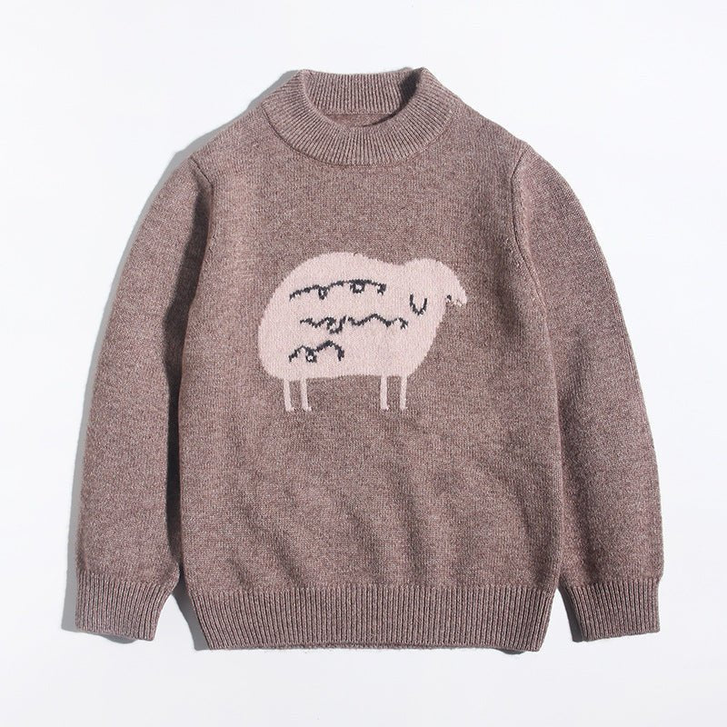 Kids Crew Neck Cashmere Sweater Animal and Graphic Designs Cashmere Pullover Camel 90