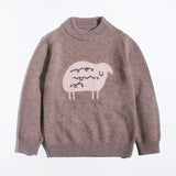 Kids Crew Neck Cashmere Sweater Animal and Graphic Designs Cashmere Pullover Camel 90