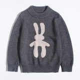Kids Crew Neck Cashmere Sweater Animal and Graphic Designs Cashmere Pullover Grey 90