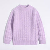Kids Crew Neck Pure Cashmere Sweater Cable Knitted Cashmere Sweater Purple 90