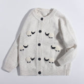 Kids Pure Cashmere Cardigan 3D Sheep Embroidery Cashmere Sweater