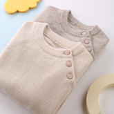 Kids Pure Cashmere Sweater Side Button Crew Neck Cashmere Pullover