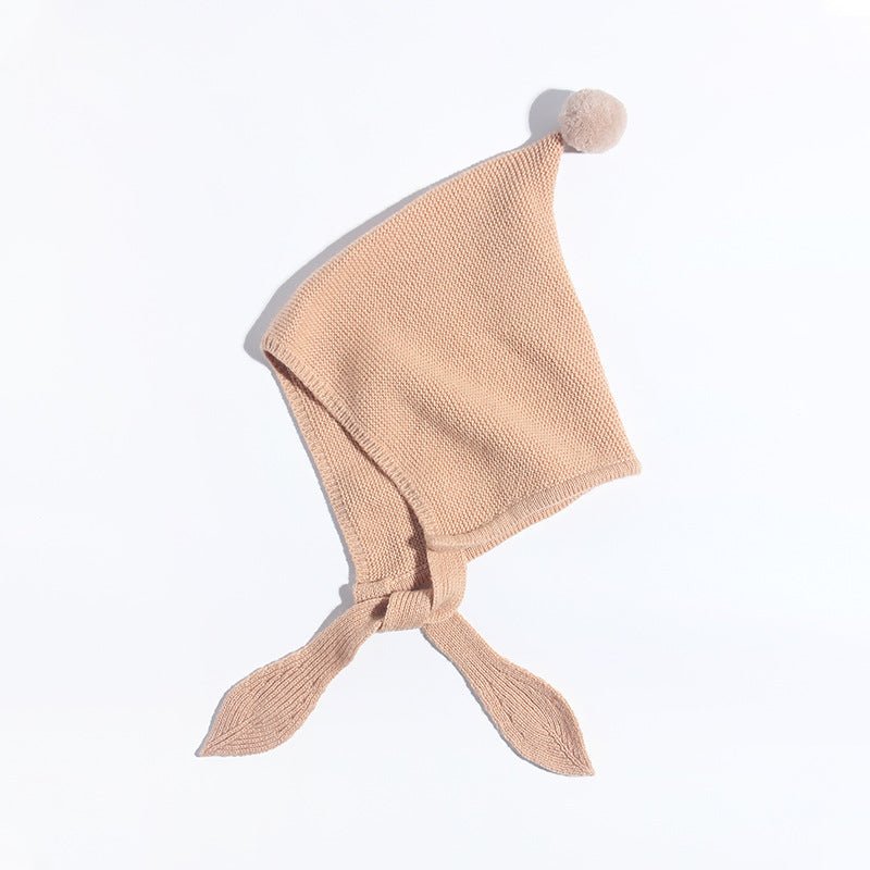 Kids Tie Cashmere Beanie Knit Elf Cashmere Hats with Pom Pom Gold S