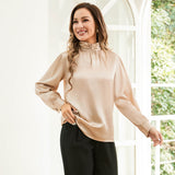 Ladies Silk Blouse Ruffle Collar Mulberry Office Work Silk Shirts