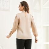 Ladies Silk Blouse Ruffle Collar Mulberry Office Work Silk Shirts