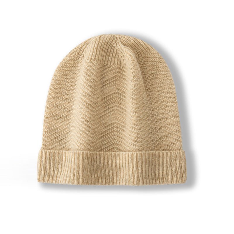 Lightweight Cashmere Winter Hat with Ribbed Edge Cashmere Knit Beanie