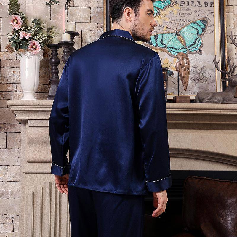Long Best Mens Silk Pajamas Set Comfortable Silk Sleepwear