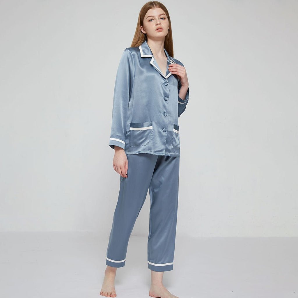 Long Silk Pajamas Set for Women Silk PJS ladies 100 silk sleepwear