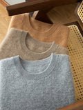 Mens Striped Sleeve Cashmere Sweater Crew Neck Long Sleeve Ribbed Hem Pullover