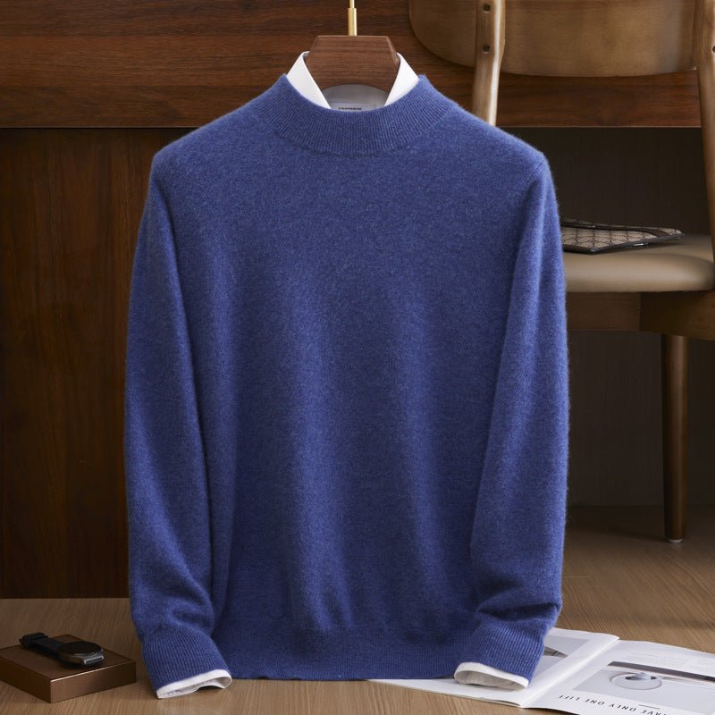 Mens Mock Neck Pure Cashmere Sweater Warm Long Sleeve Sweatershirt