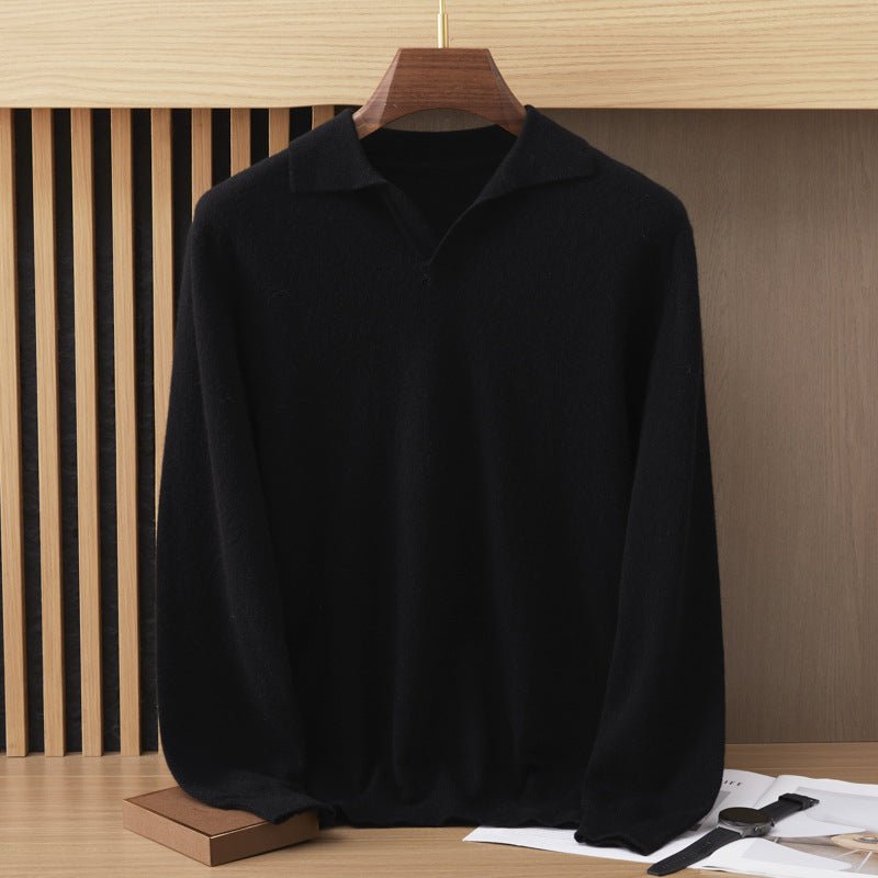 Mens Polo Collar Cashmere Sweater Collared Cashmere Knit Pullover