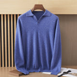 Mens Polo Collar Cashmere Sweater Collared Cashmere Knit Pullover