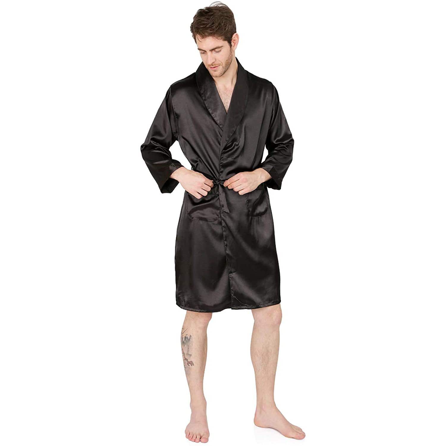 Men's Silk Kimono Robe Summer Luxury Silk Bathrobe