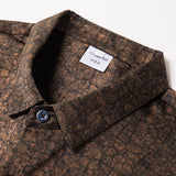 Mens Silk Shirts Short Sleeve Textured Pattern Silk Dress Shirt
