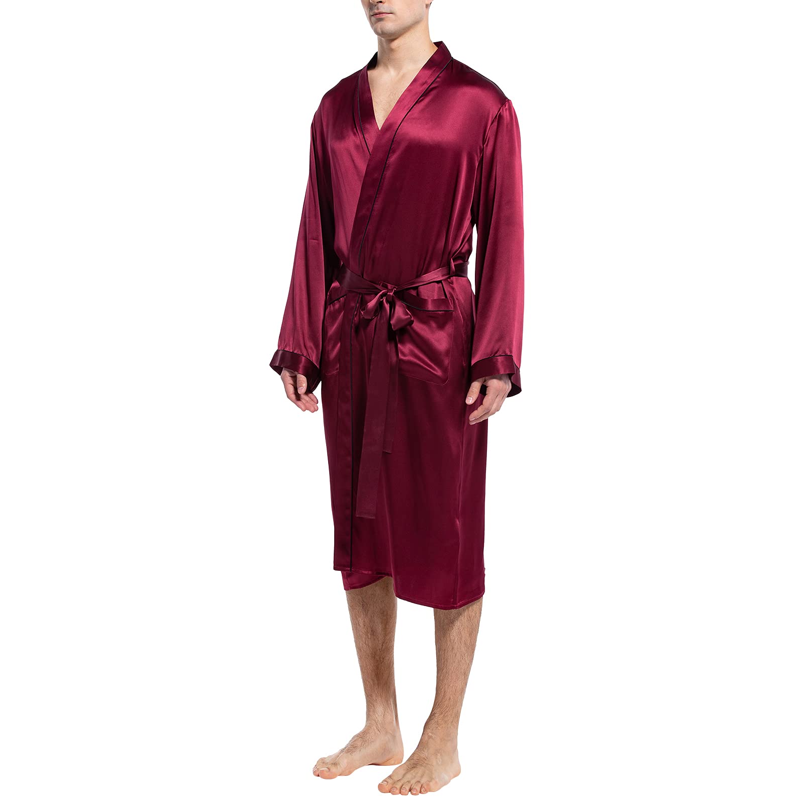 Mulberry Men's Silk Robe Luxury Long Silk Bath Robe