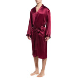 Mulberry Men's Silk Robe Luxury Long Silk Bath Robe