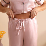 Classic Silk Pajamas Short Sleeve Long Pants Silk Pjs