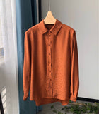 Polka Dots Silk Blouses for Women Long Sleeve Silk Blouse Jacquard Silk Shirt Orange S