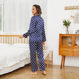 Printed Silk Pajama Set Silk Classic Dot Silk Pajamas For Women