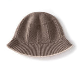 Pure Cashmere Bucket Hat Textured Cashmere Bucket Cap Rib Brim