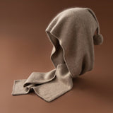 Pure Cashmere Hooded Scarf with Pom Soft Cashmere Hooded Wrap Scarf