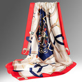 Pure Long Silk Scarf For Women Floral Print Square Silk Scarves