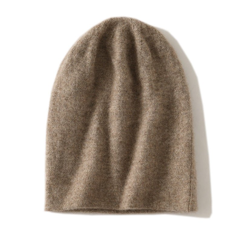 Reversible Double Layer Cashmere Knit Beanie Double Sided Cashmere Hat Folded Edge