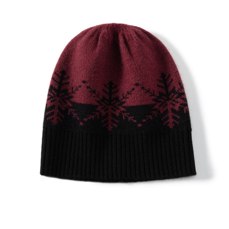 Rib Knitted Cashmere Beanie Winter Christmas Warm Cashmere Hats for Women