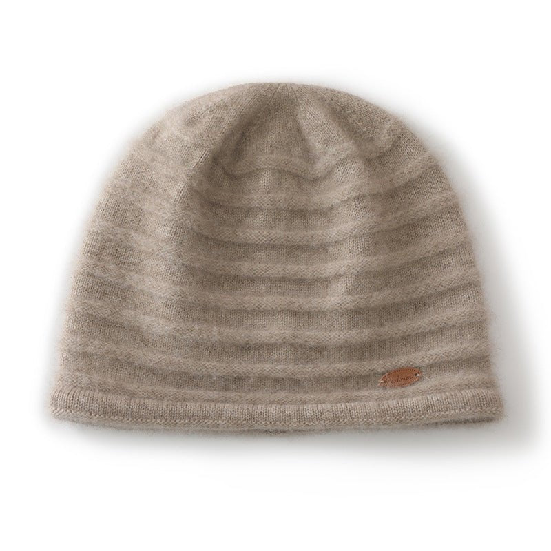 Rib Textured Pure Cashmere Beanie Unisex Thick Cashmere Knit Hat