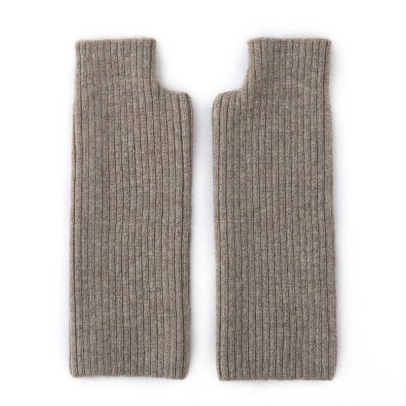 Ribbed Pure Cashmere Gloves Cashmere Wrist Warmers Long Cashmere Mitts