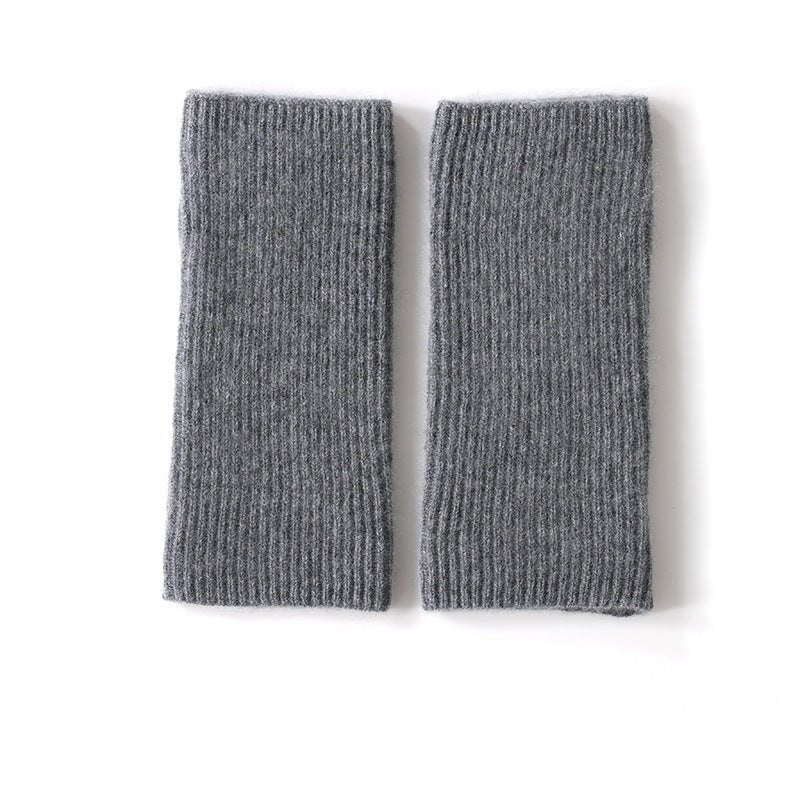 Ribbed Pure Cashmere Knit Headband Half - finger gloves Cashmere Gloves