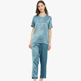 Henley Neckline Silk Pajamas 100% Silk Sleepwear Set