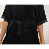 Womens Silk Robes 100% Sexy Lace Silk Kimono Robe