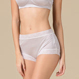 Silk boxer briefs for women summer lace silk mid - waist briefs