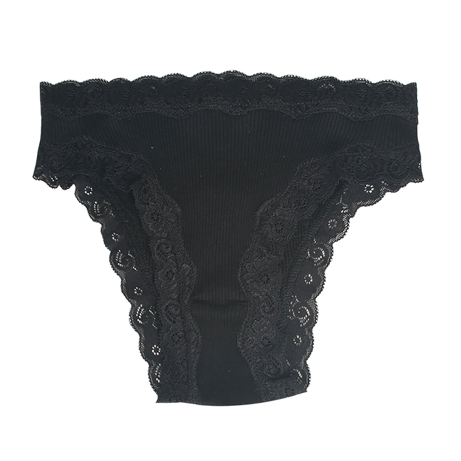 Silk panties women's lace ribbed mulberry silk mid - waist briefs