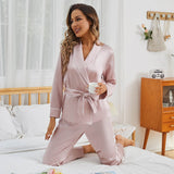 Silk Robe And Pajama Set For Women Two Piece Silk Nightwear